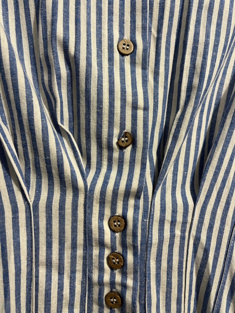 MIOU MUSE Blue & White Striped Button-Front Dress - Picture 3 of 9